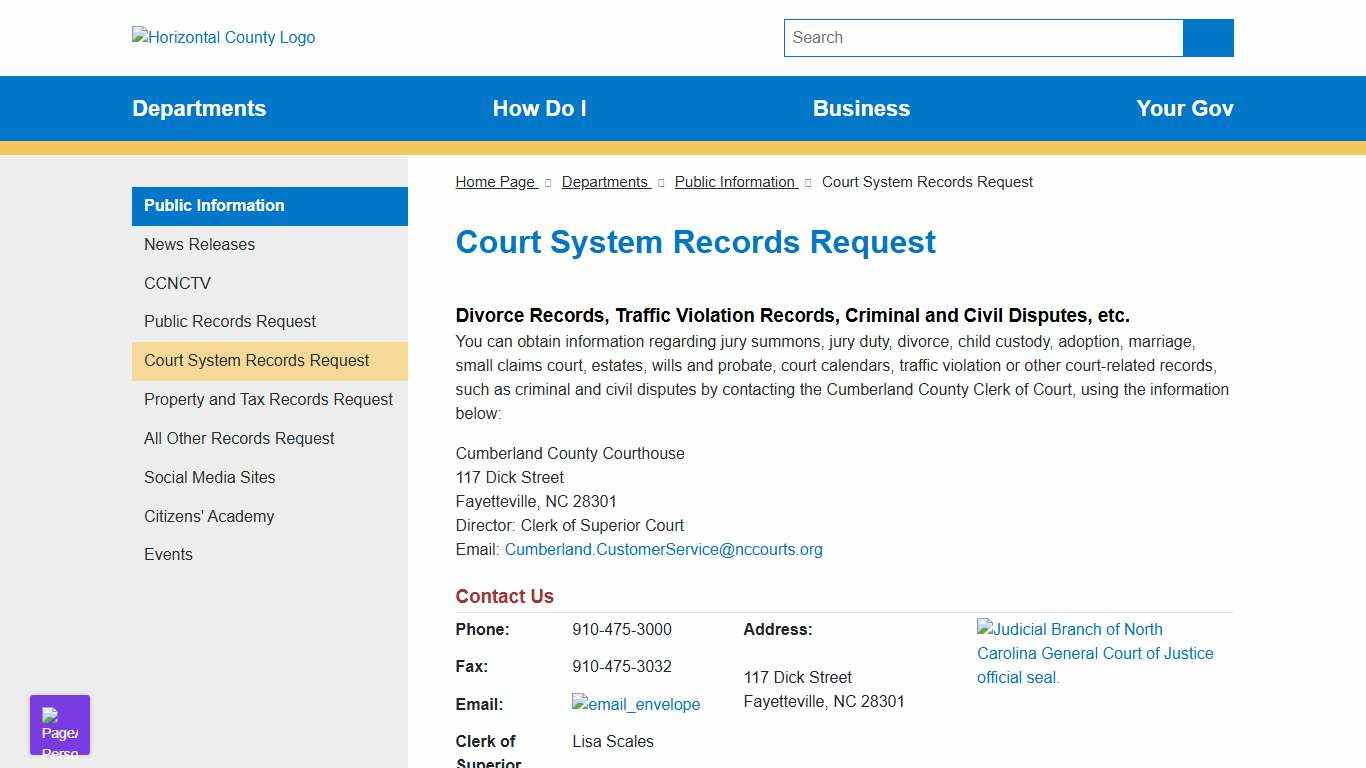 Court System Records Request